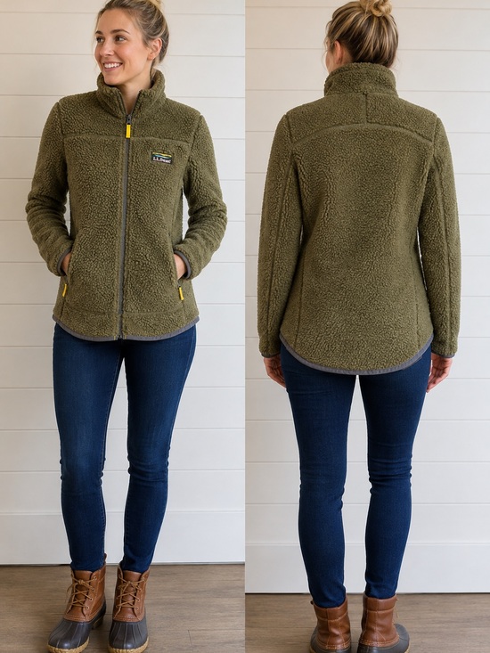 L.L. Bean Jackets & Blazers - L.L. Bean Olive Green Teddy Fleece Jacket XXS